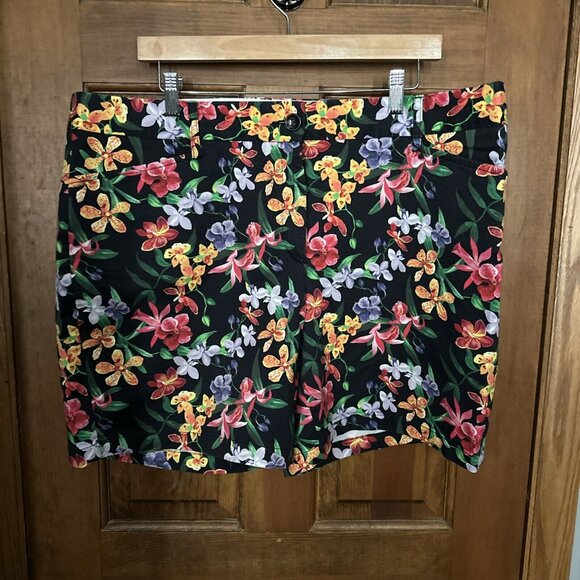 Lands End Women’s Shorts 18 Midrise Floral Garden Colorful Art To Wear - Picture 1 of 5